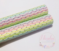 Pastel rainbow wiggly gloss heart printed leather