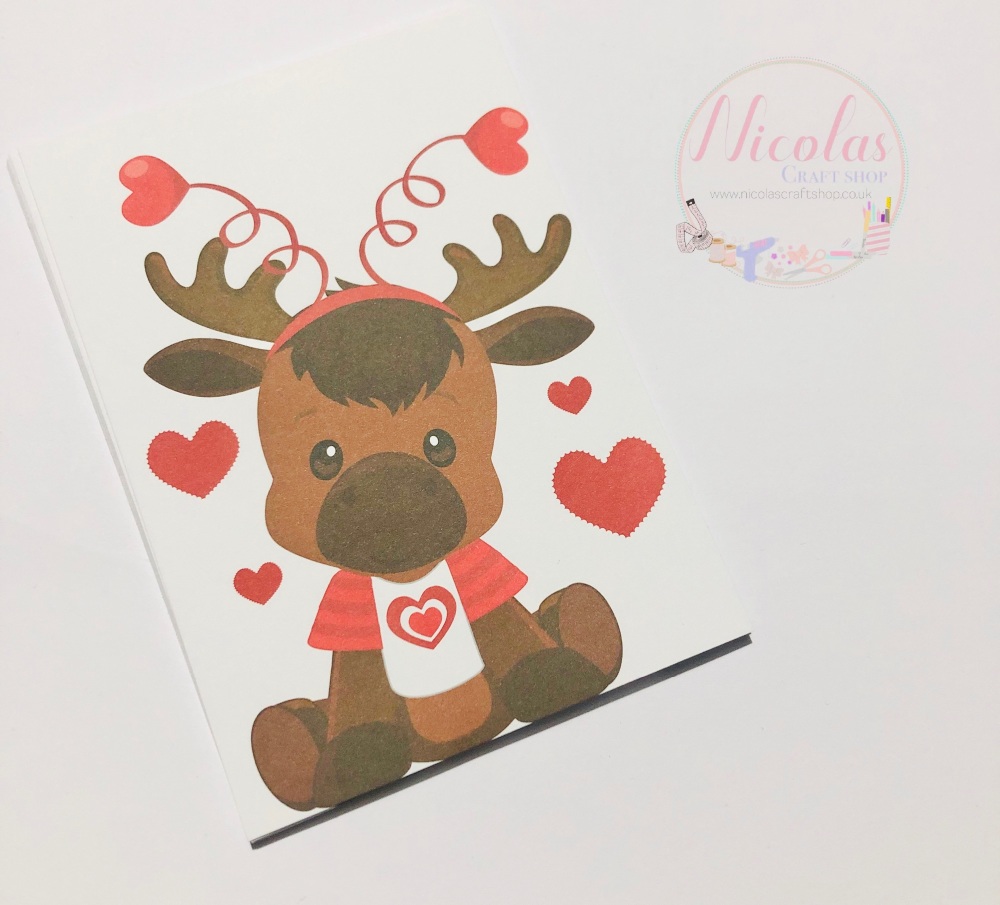 Valentine Moose love heart printed bow cards (pack of 10)