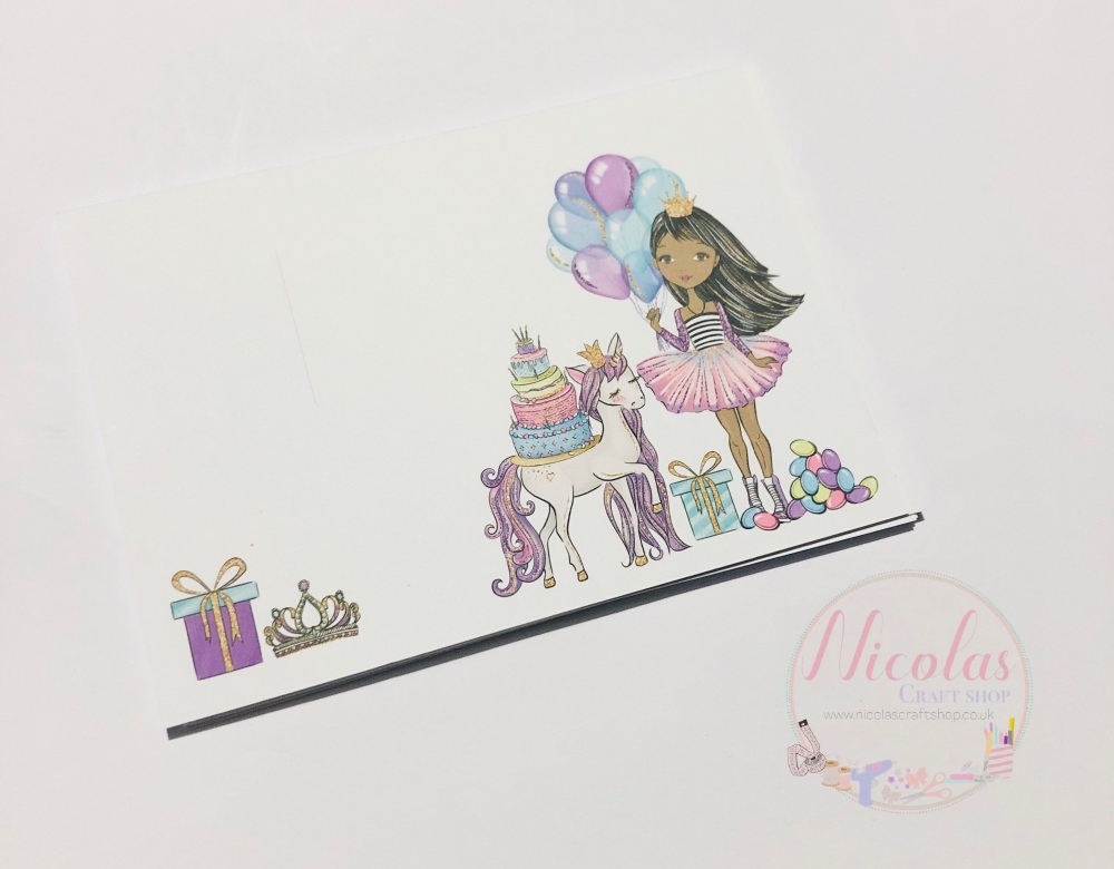 COTTON CANDY BROWN / BLACK HAIR HAPPY BIRTHDAY GIRL PRINTED BOX CARDS