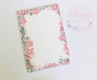 Pink daisy flower printed bow cards (pack of 10)