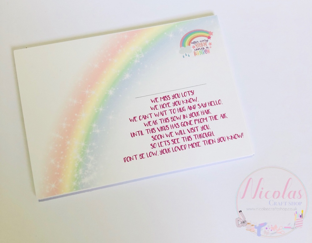 We miss you lots printed bow cards (pack of 10)