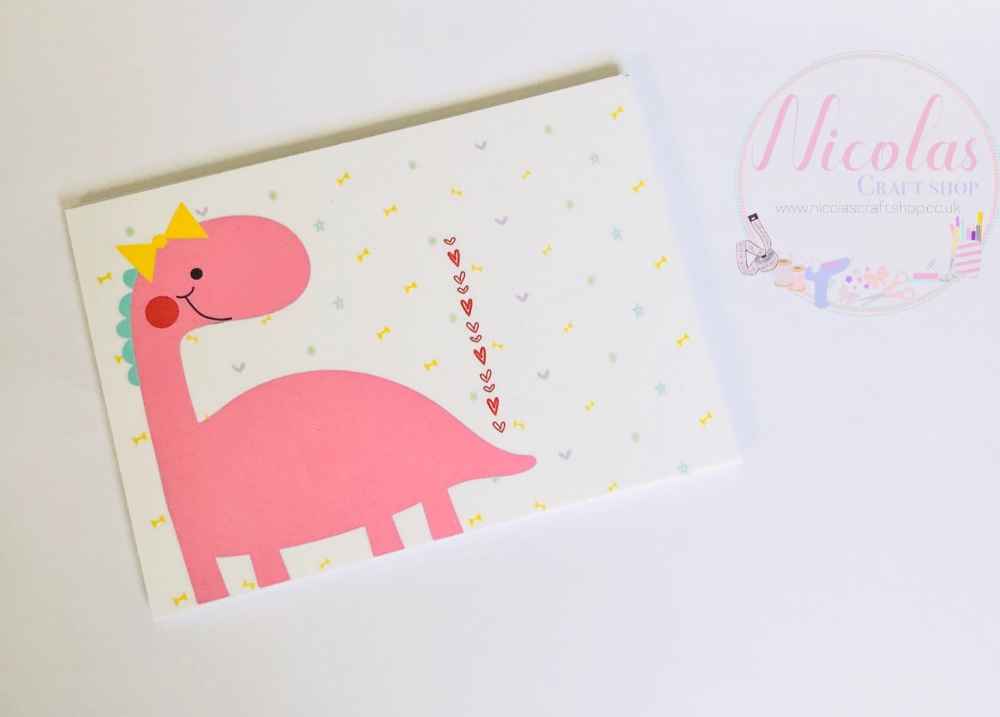 The big pink dinosaur printed bow cards (pack of 10)