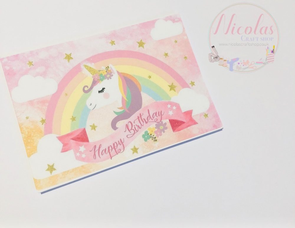 Happy Birthday unicorn printed bow cards (pk of 10)