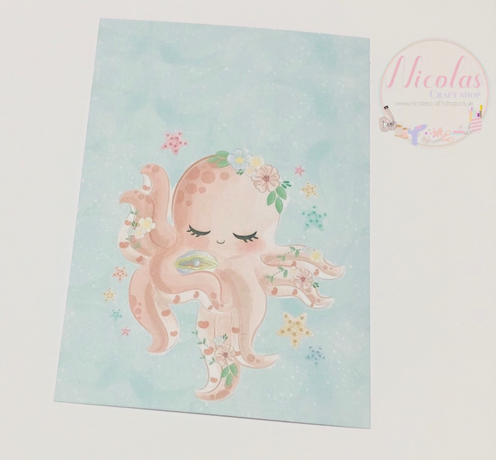 Cute Baby Octopus Printed bow card (pack of 10)