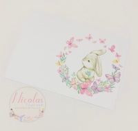 Floral Butterfly Baby Bunny Printed bow card (pack of 10)