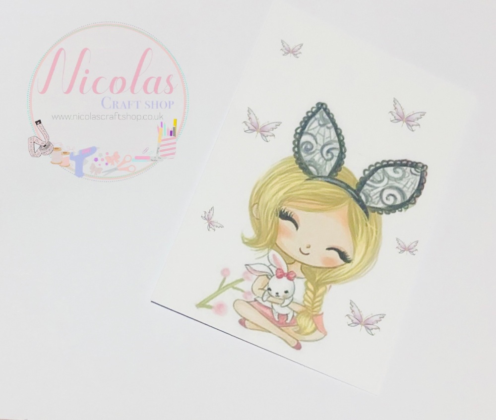 EASTER EDITION - Blonde bunny ear girl printed bow cards (10 pack)
