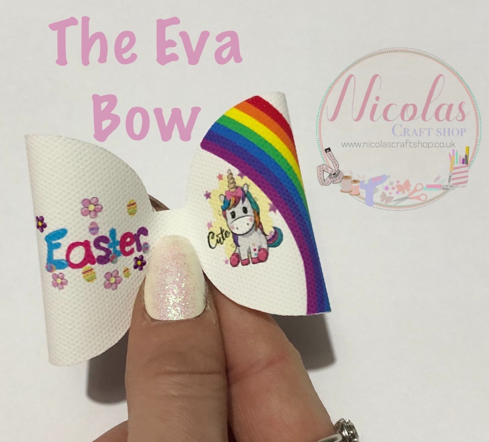 The Eva Easter Unicorn printed pre cut bow loop