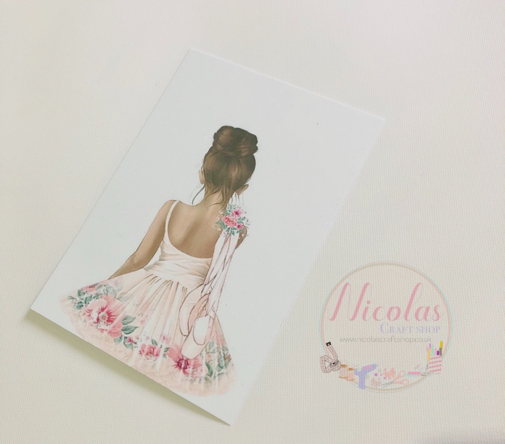 Beautiful flower ballerina girl printed bow cards (10pk) 