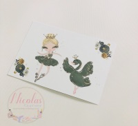 Black swan ballerina printed bow cards (10pk)