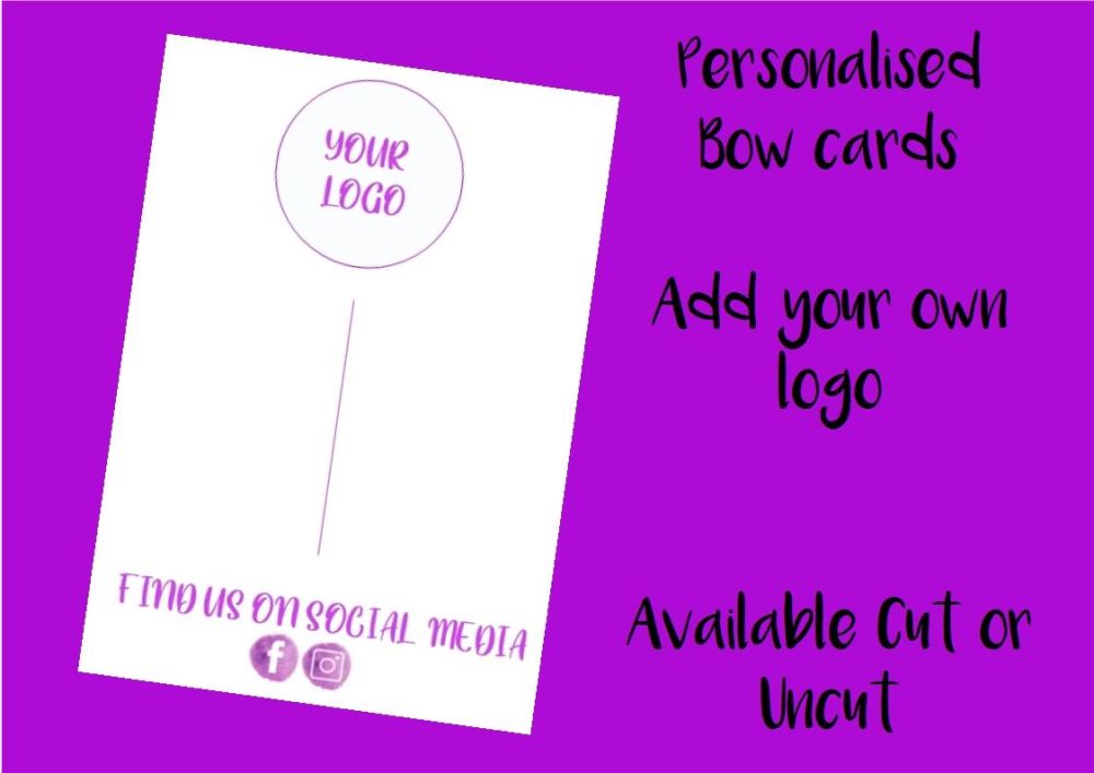 READY MADE PURPLE - Personalised Business Logo Printed Bow Cards