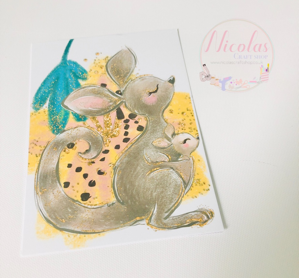 Mum & Me baby kangaroo printed bow cards