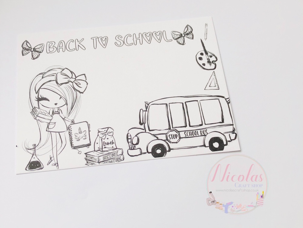 Colour me in - Back to school printed bow cards 