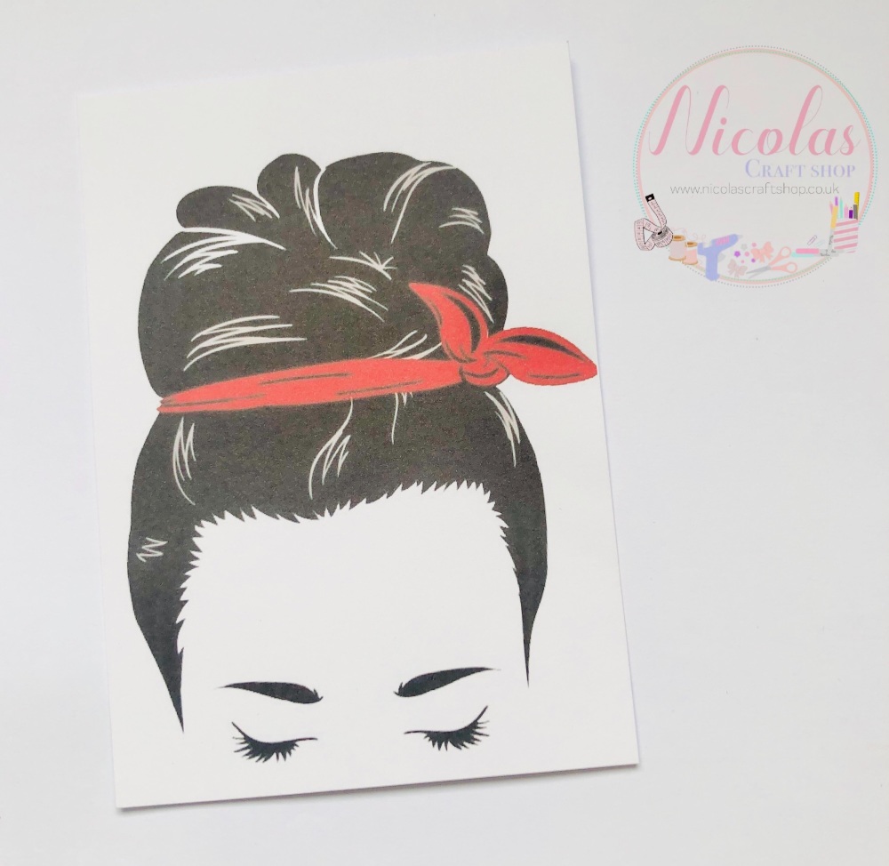 Red Bandana Girl printed bow card