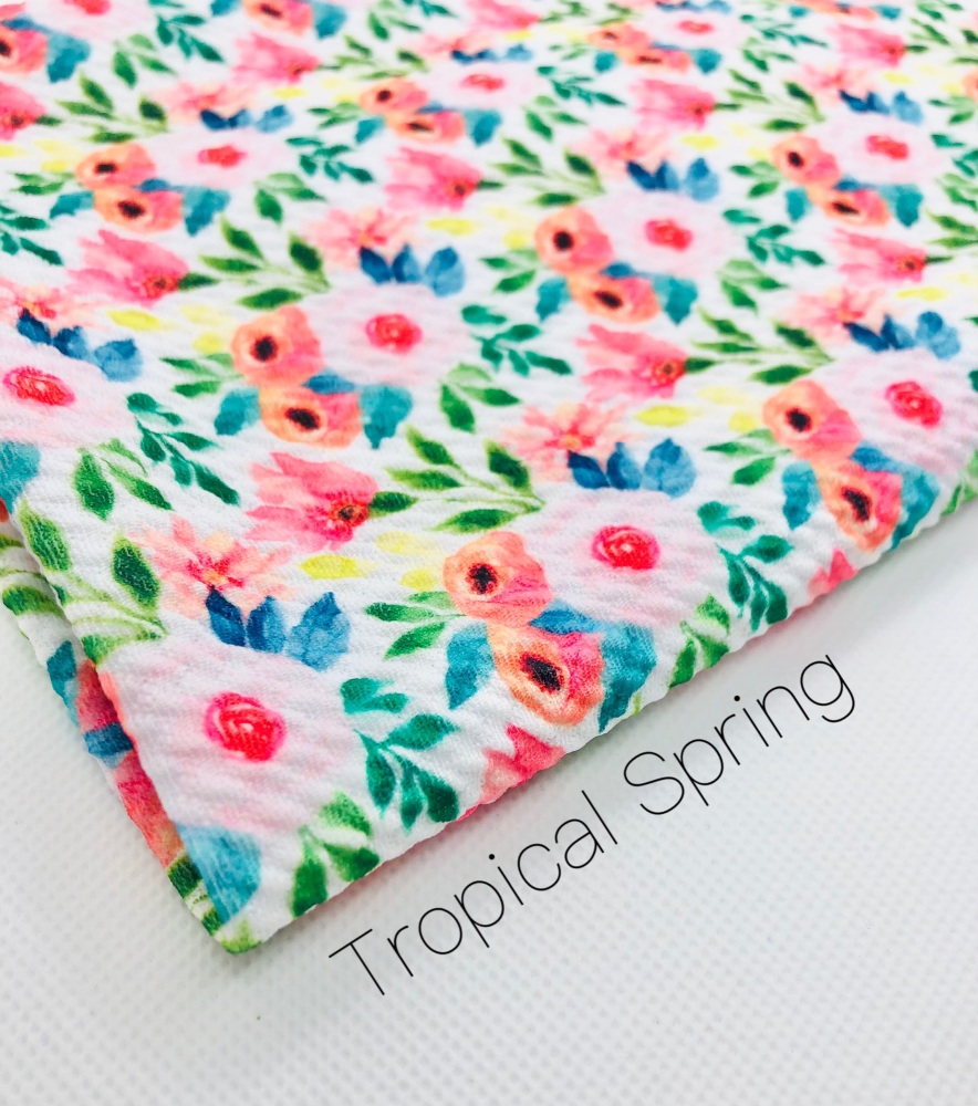 Tropical Spring floral flower Printed Bullet Fabric