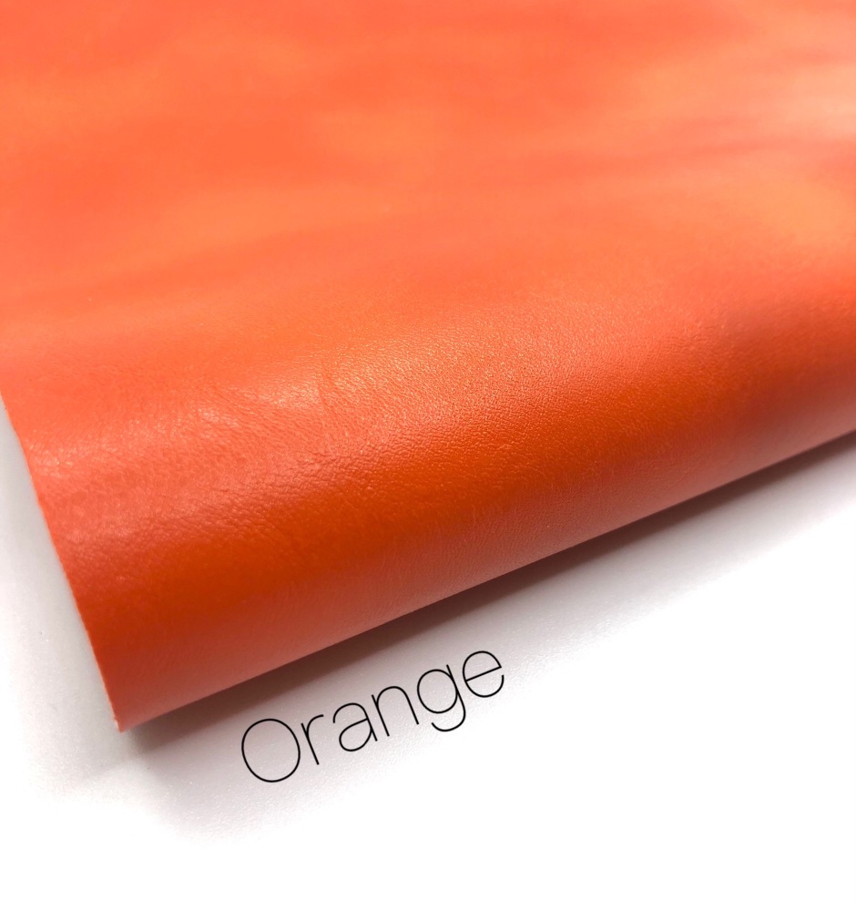 Smooth Plain orange synthetic leather