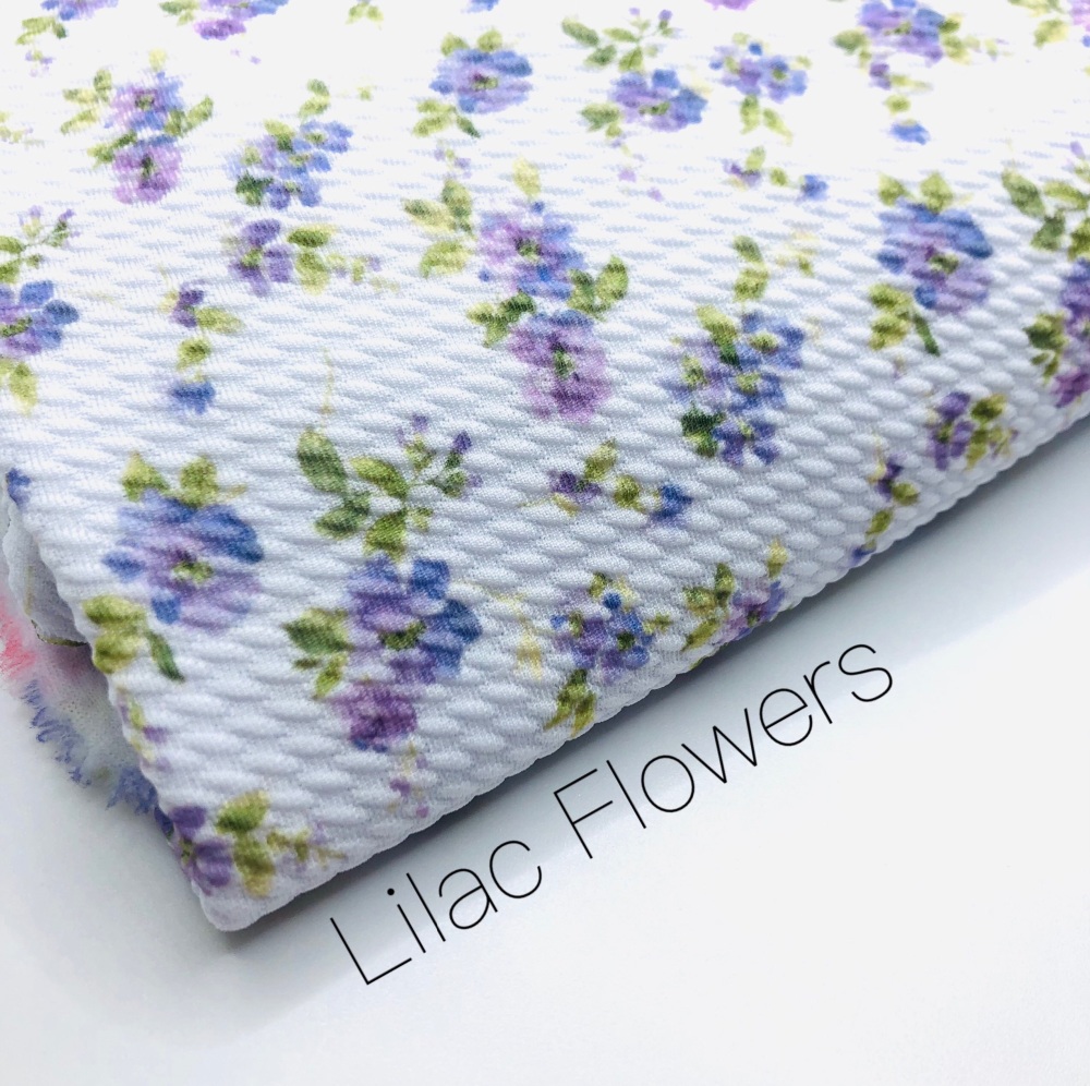 Lilac Flowers printed bullet fabric 