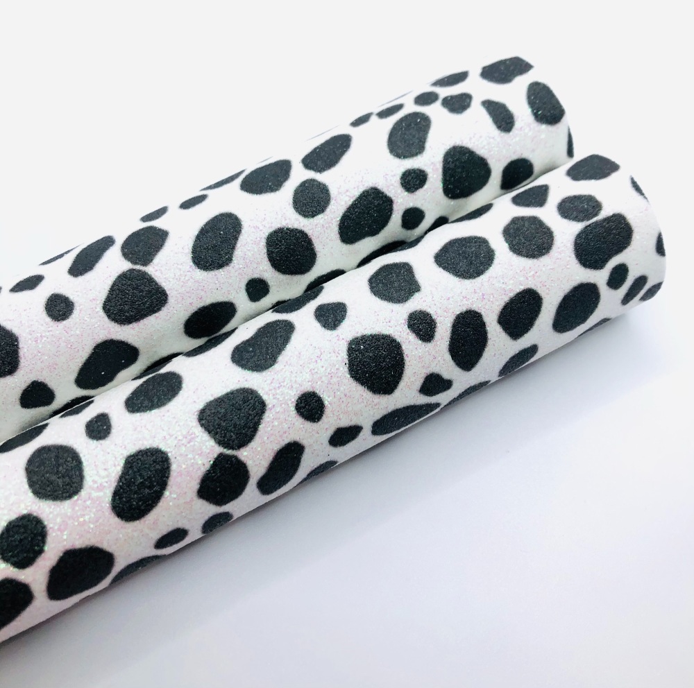 Dalmatian print printed fine glitter fabric 