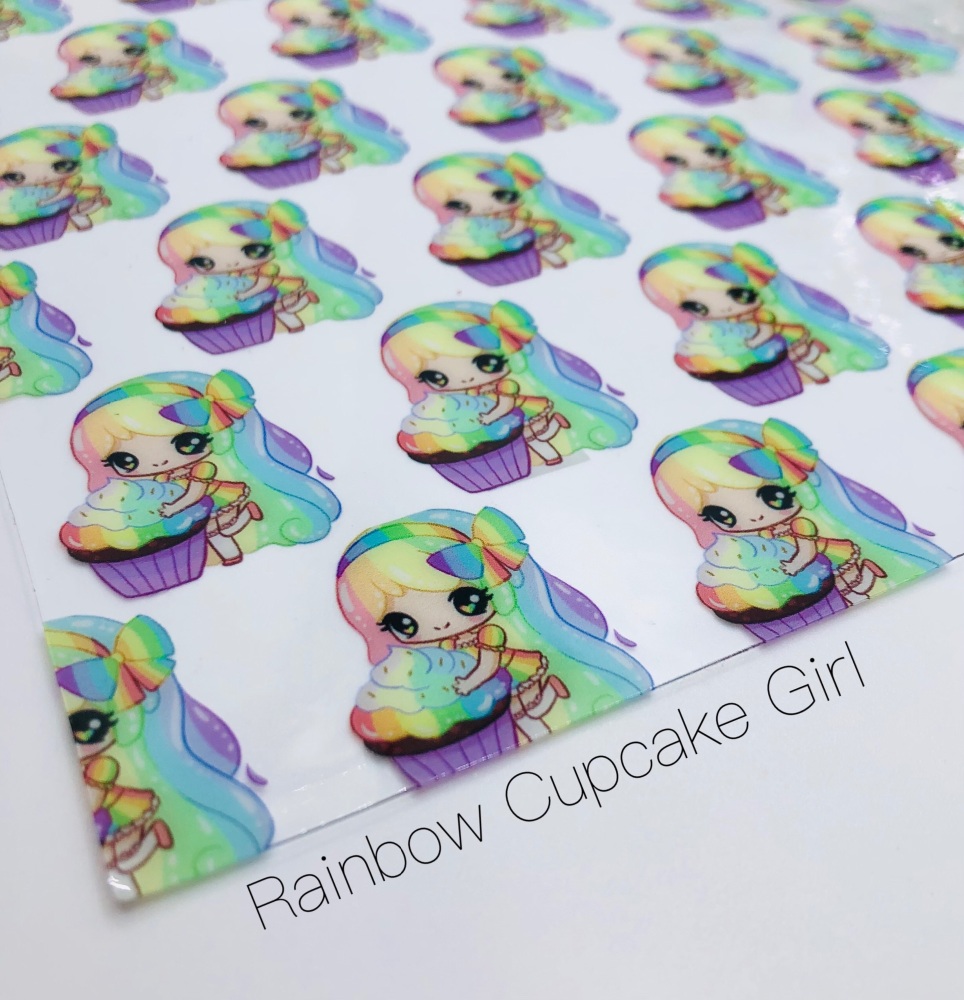 Rainbow Cupcake Girl printed transparent jelly fabric