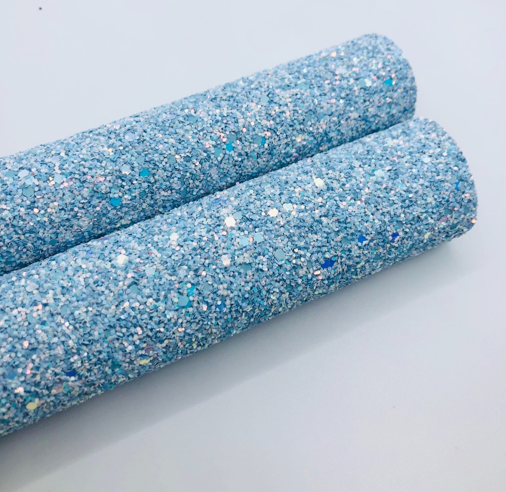 FLUORESCENT RANGE - BABY BLUE chunky glitter fabric