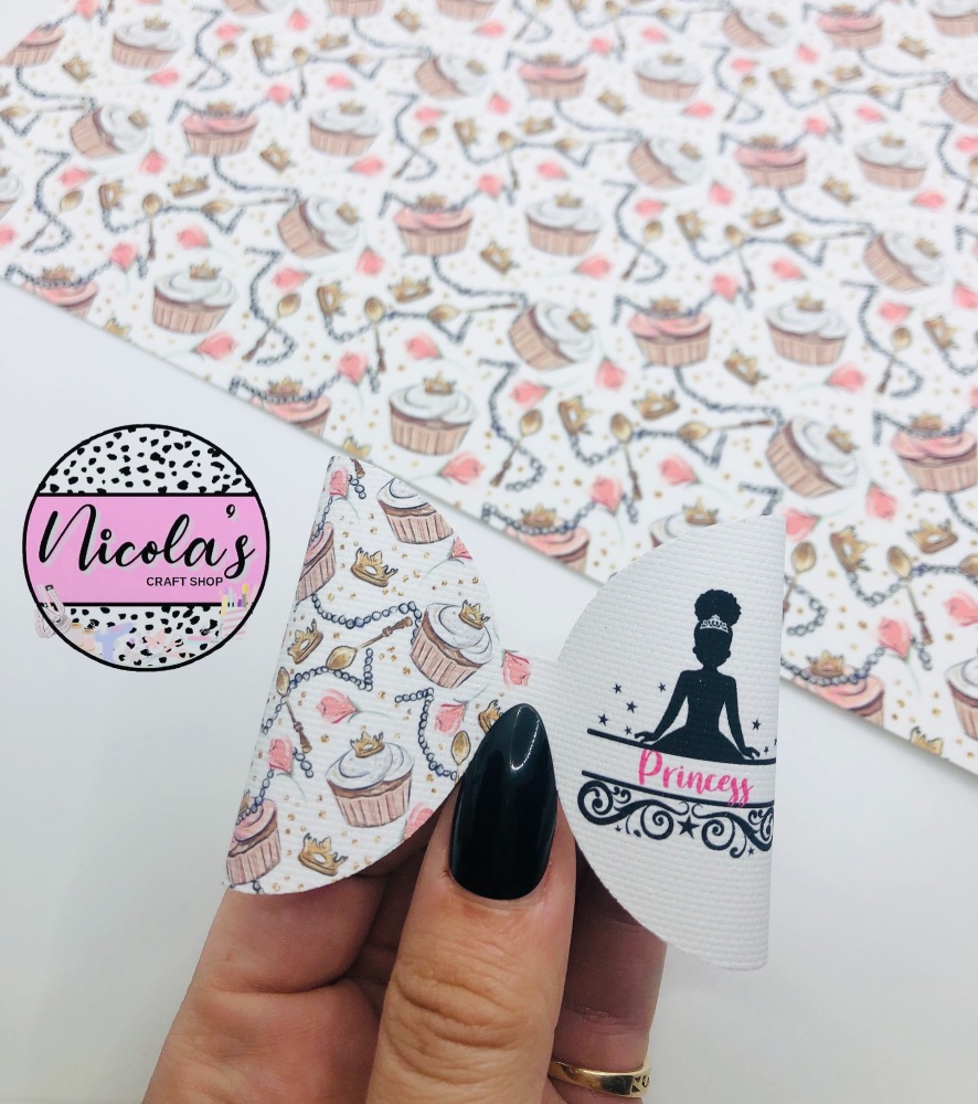 Princess cupcake personalised printed pre cut bow loop
