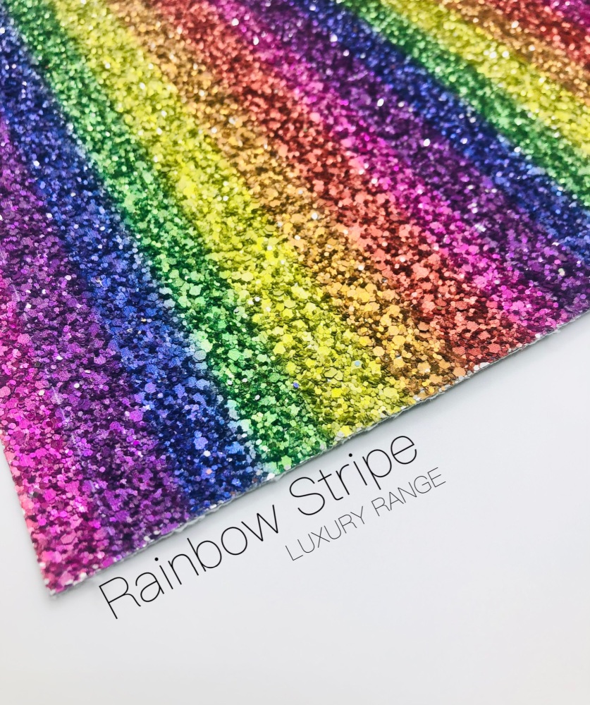 rainbow stripe chunky glitter fabric