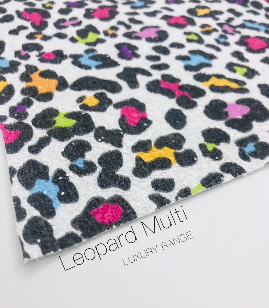LUXURY -  Multi Leopard  chunky glitter fabric