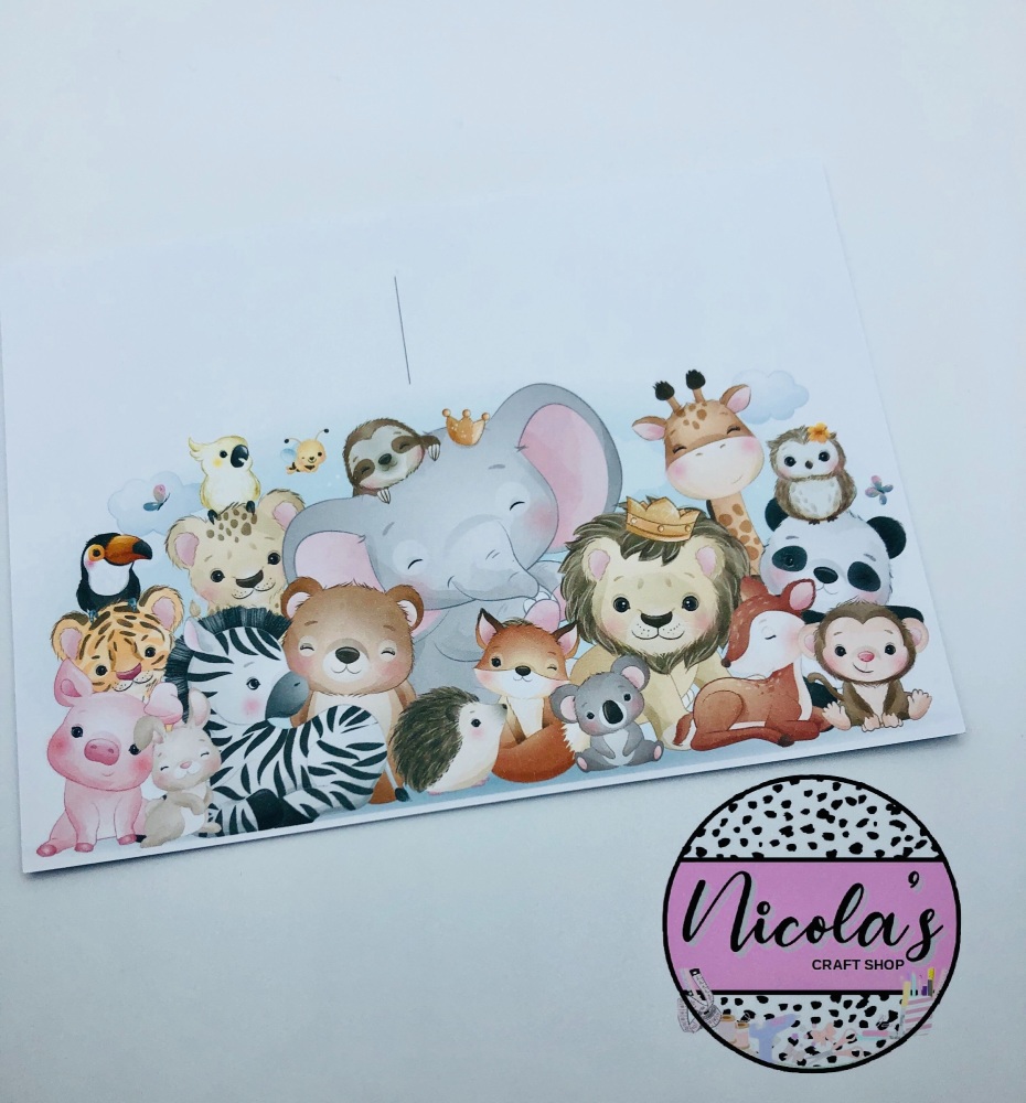 Wild Animal Collage printed bow display cards