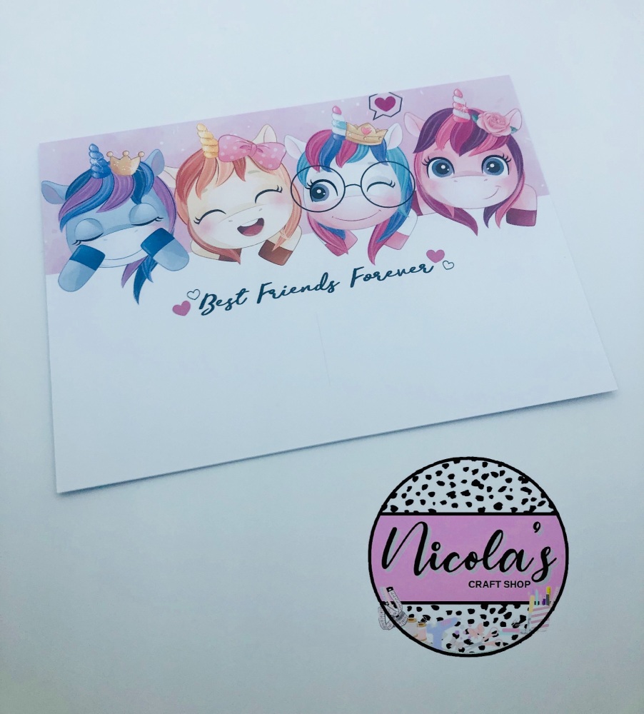 Best Friends Forever Cute Unicorn printed bow display cards
