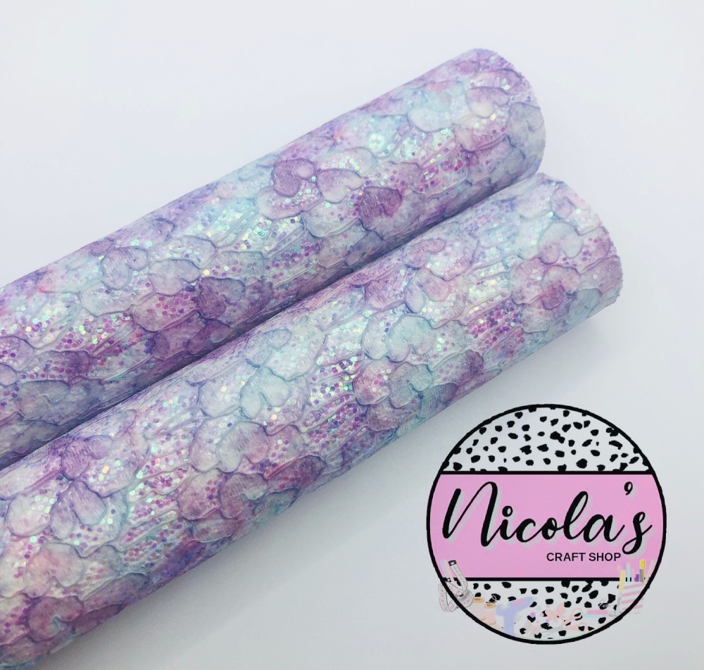 Mixed lilac purple lace chunky glitter fabric