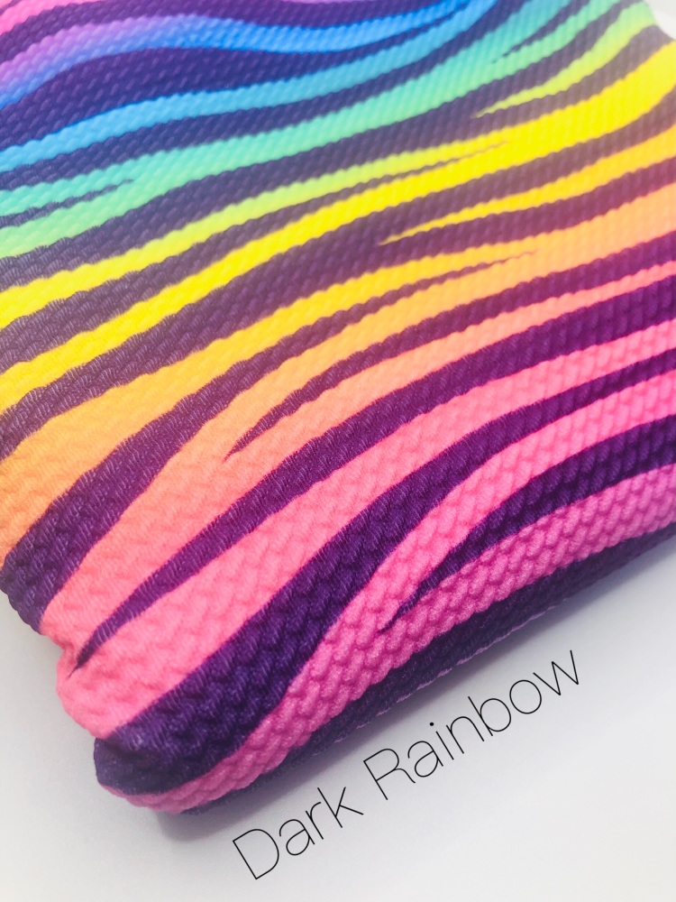 Dark Rainbow Zebra Printed Bullet Fabric