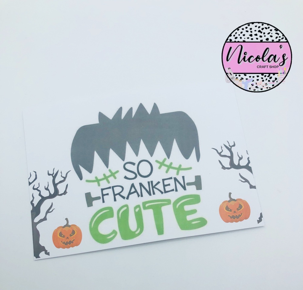 So Franken Cute Frankenstein printed bow cards