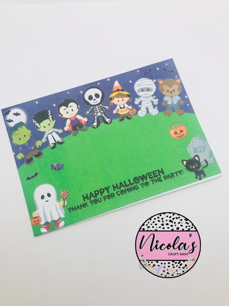 HALLOWEEN THANK YOU FOR COMING TO THE PARTY PRINTED BOW CARDS