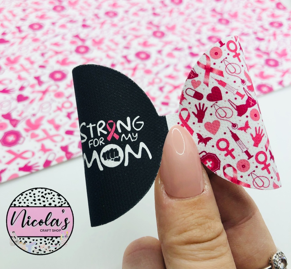 Strong for my mom breast cancer awareness pre cut bow loop