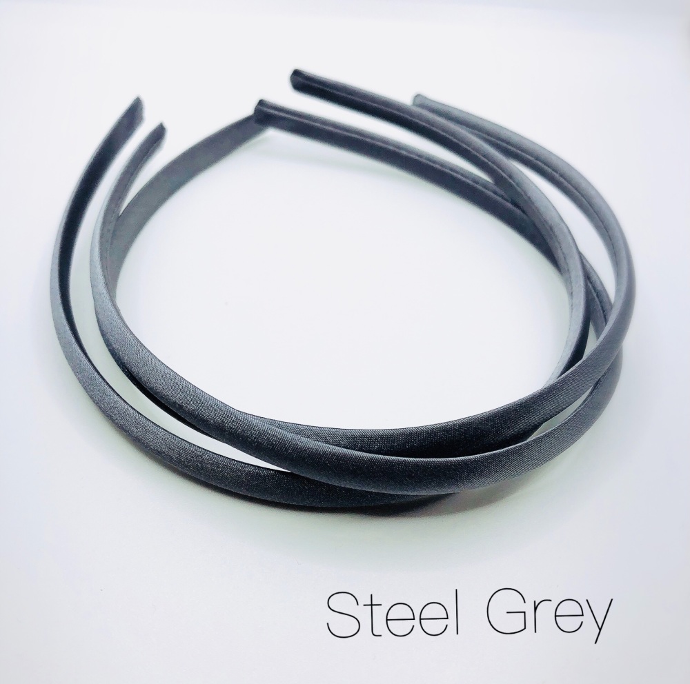 Steel Grey Satin Headband