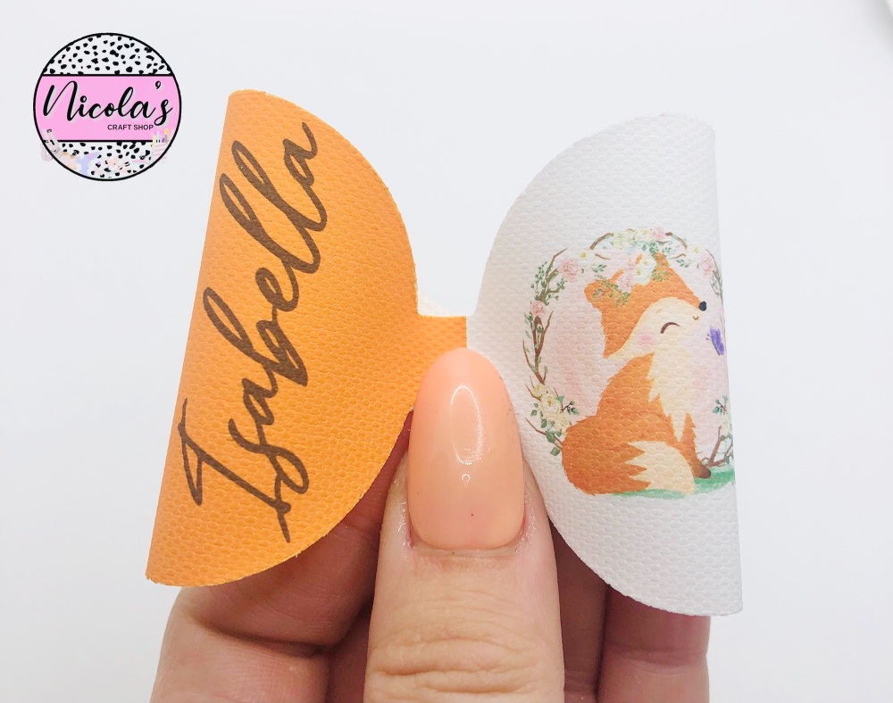 Cute baby Autumn fox personalised printed pre cut bow loop