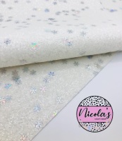 White Snowflake chunky glitter fabric