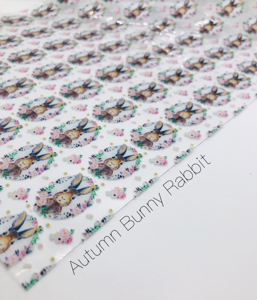Autumn Bunny Rabbit Floral printed jelly fabric