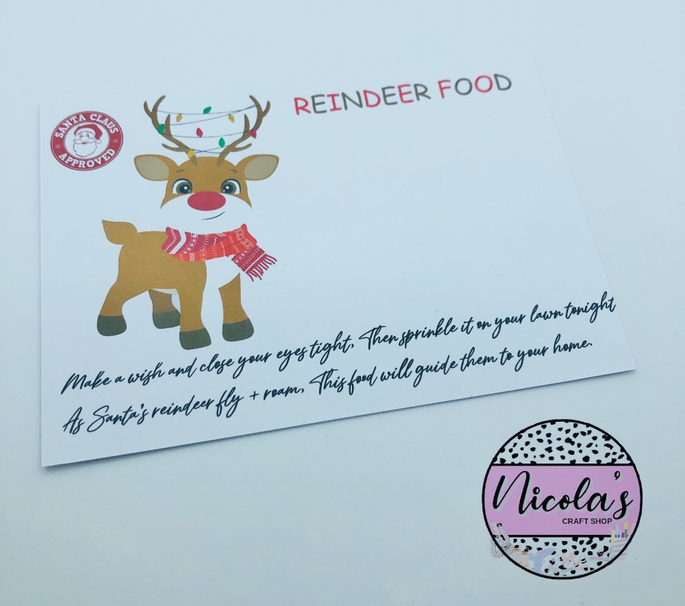Reindeer food printed Bow display cards 