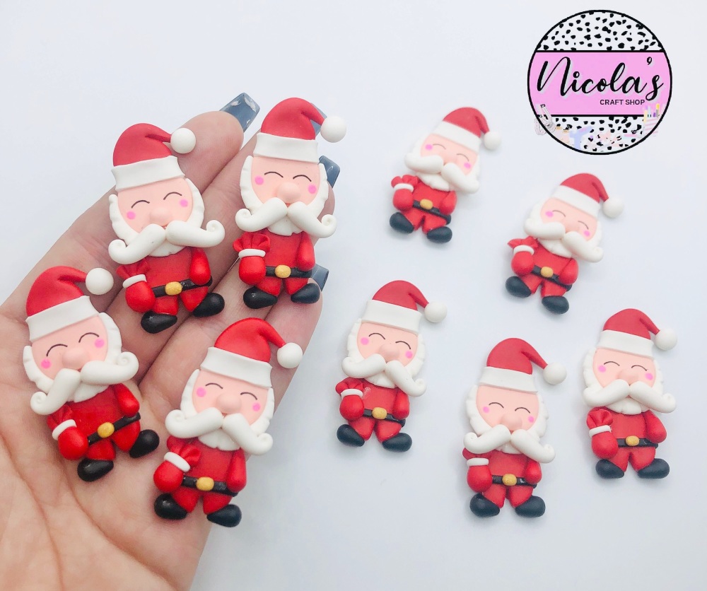 FULL BODY Santa claud with moustache christmas polymer clay doll full body