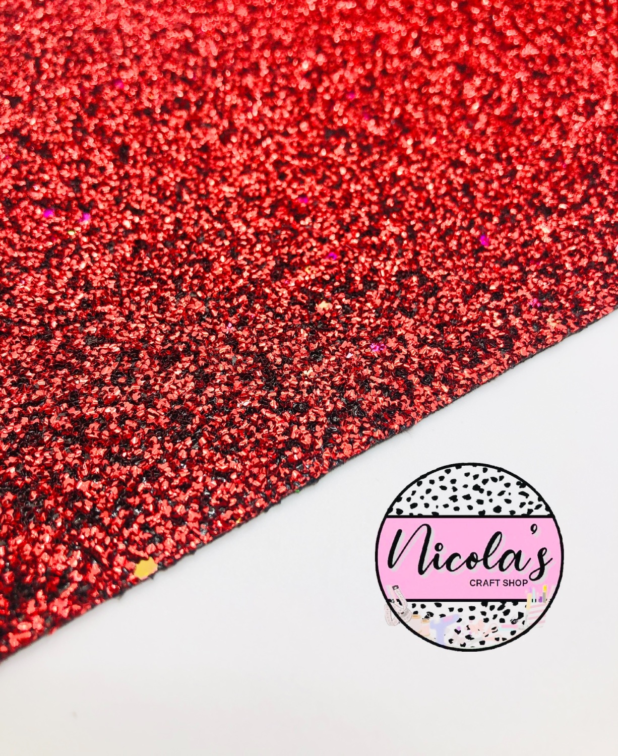 TINSEL CHRISTMAS CHUNKY FABRIC SHEET PINK RED