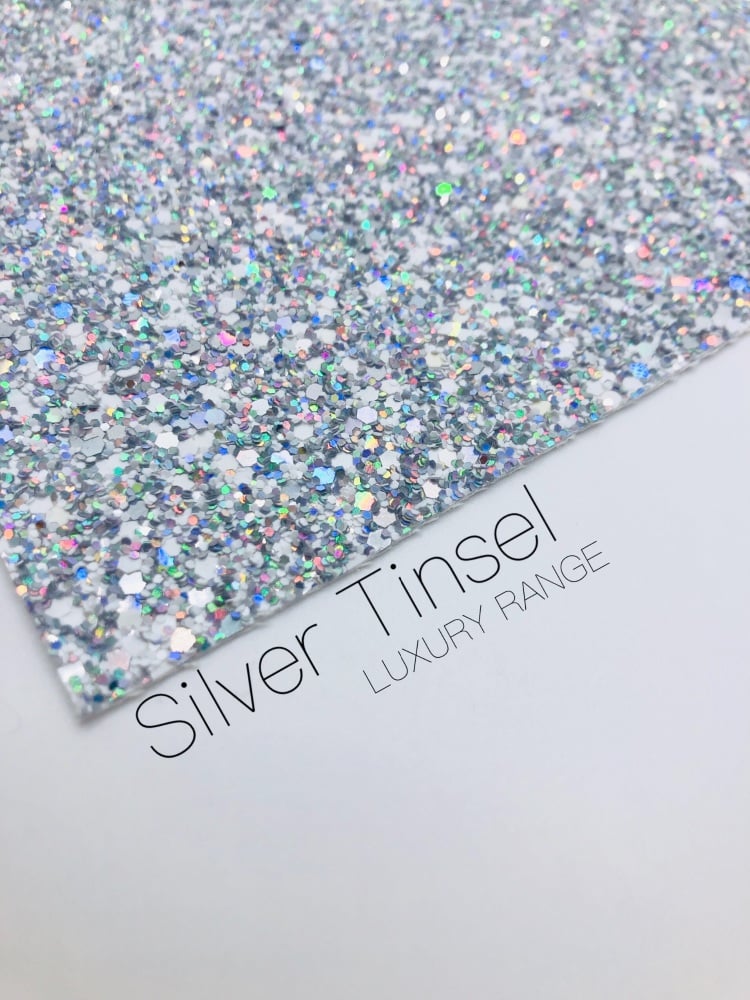 LUXURY -  Silver Tinsel chunky glitter fabric
