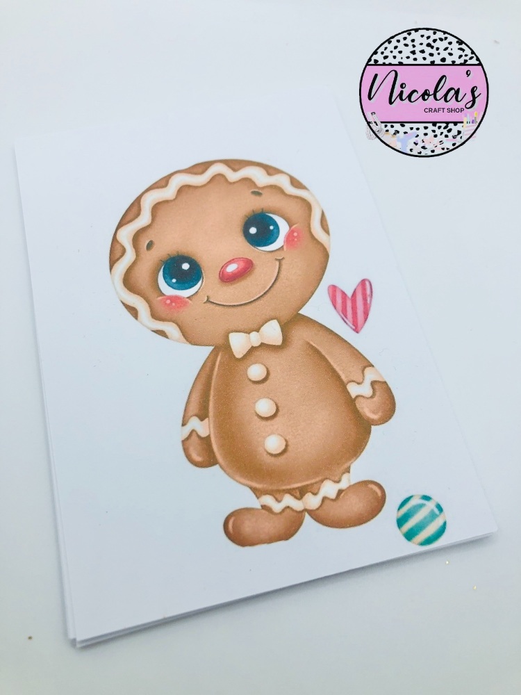Cute gingerbread candy printed bow cards (pack of 10)