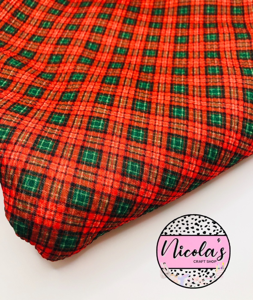 Red and Green Tartan Plaid Bullet Fabric