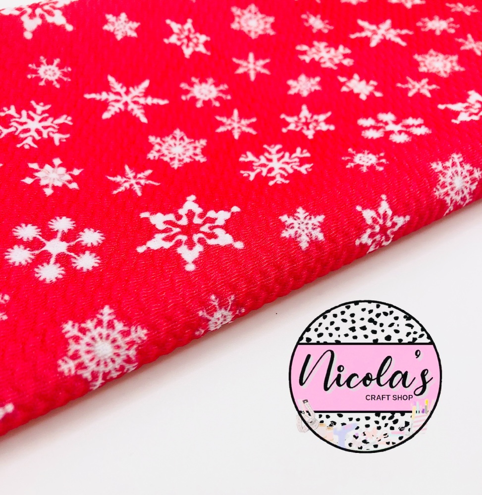 Red and white snowflake Plaid Bullet Fabric
