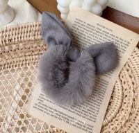 GREY - Fur Bunny Ear Hair bobble Scrunchie