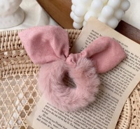 PINK - Fur Bunny Ear Hair bobble Scrunchie