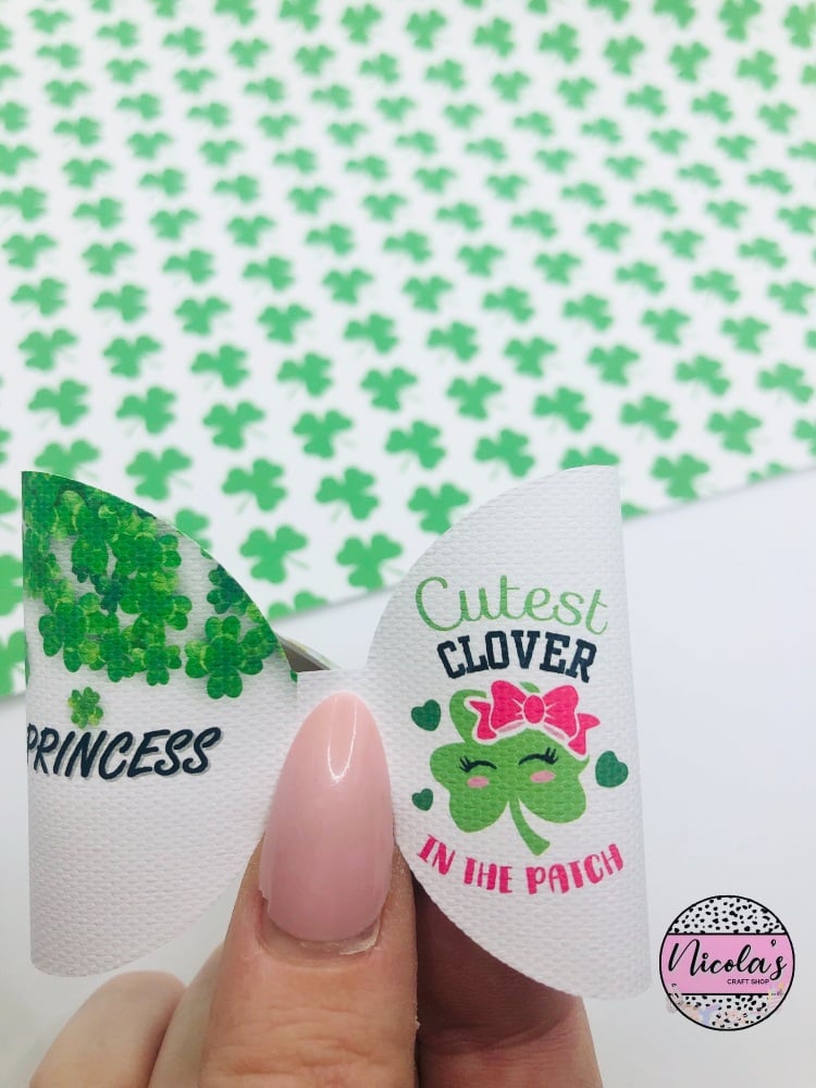 Cutest clover in the patch personalised printed pre cut bow loop