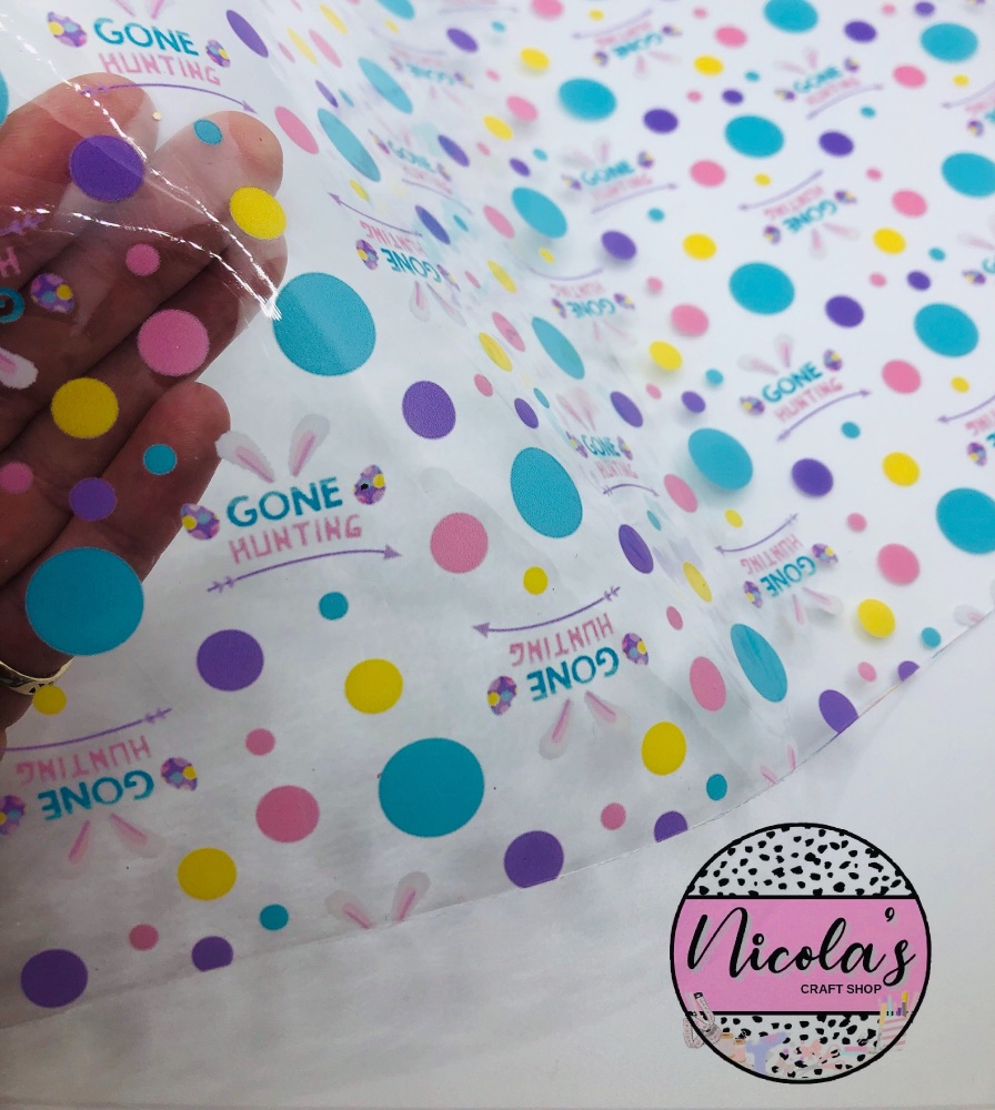 Easter Gone Hunting printed transparent jelly fabric