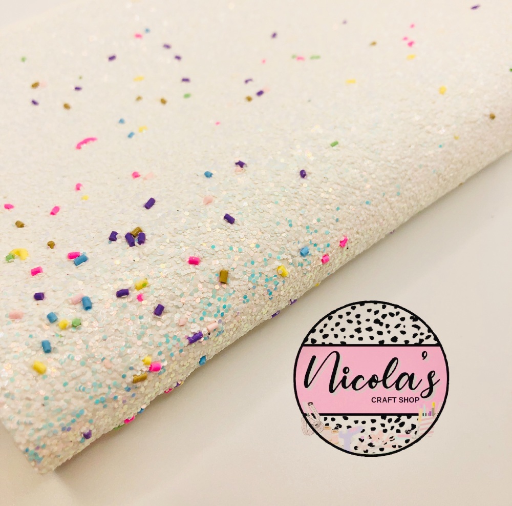 white sprinkles chunky glitter a4