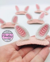 CROCHET bunny ear Hair clip on crochet cover